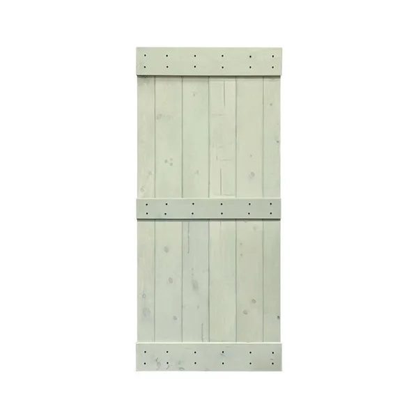 CALHOME Mid-Bar Series Stained Solid Wood Interior Sliding Barn Door - White - 42 x 84