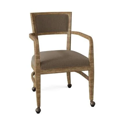 Naples Upholstered King Louis Back Arm Chair Fairfield Chair Body Fabric: 8789 Juniper - Frame Color: Rustic Portobello