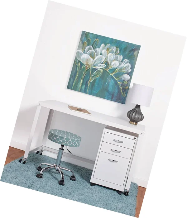Office Dimensions 48x22 Wide Mobile Metal Desk Workstation - Home Office Collection - White