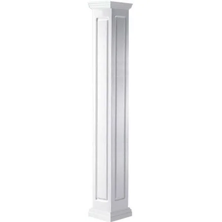 06 inchw x 12&H Craftsman Classic Square Non-Tapered, Raised Panel Column, Tuscan Capital & Tuscan Base, Size: 6 inchw x 144