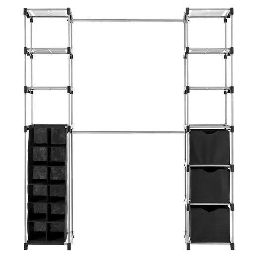 Whitmor Deluxe Double Rod Organize - Silver/Black, 19.50in x 52.75in x 34.50in
