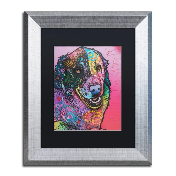 Trademark Fine Art Splatter Canvas Art by Dean Russo, Black Matte, Silver Frame, Size: 11 x 14