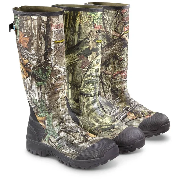 Rubber Hunting Boots: Guide Gear Ankle Fit Insulated Boots 1600 Gram - 9D, Mossy Oak Break-Up Country, Men's Size 9D