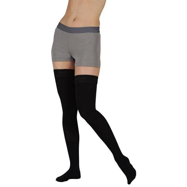 Juzo Soft 15-20 mmHg Thigh High w/ Silicone Top Band, V, Regular, Navy