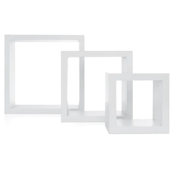 Pemberly Row Modern Cubbi Floating Wall Shelves White Engineered Wood