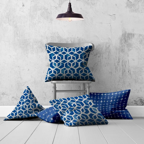 Joita Azul Collection Indoor Outdoor Lumbar Pillow Set Zipper Covers Only