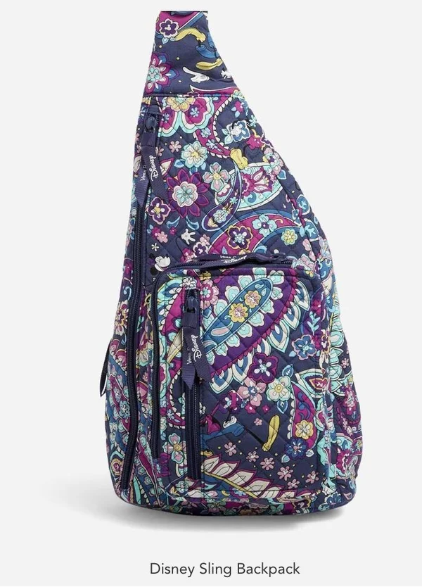 Vera Bradley Disney Sling Backpack in Sensational Six Paisley Black