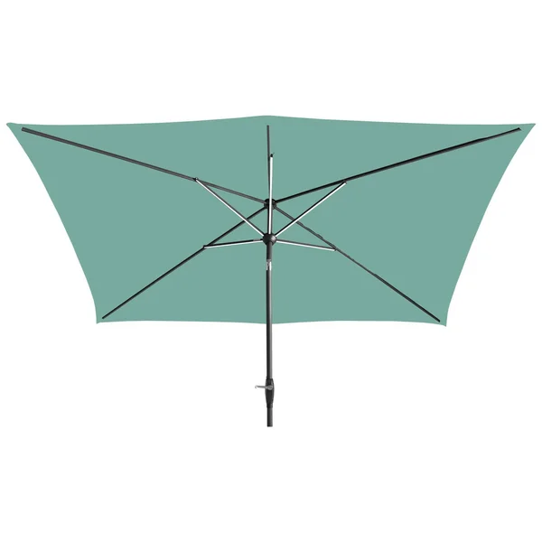 10& x 6& Rectangular Solar Patio Umbrella DuraSeason Fabric Turquoise - Black Pole - Threshold