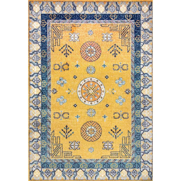 nuLOOM Vintage Border Motif Area Rug, Size: 5& x 7& 5 inch, Yellow