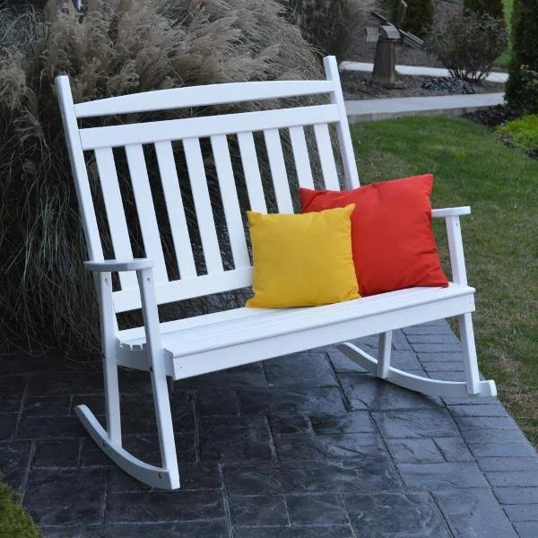 Yellow Pine Double Classic Porch ROCKER, Size: 3.5, Red