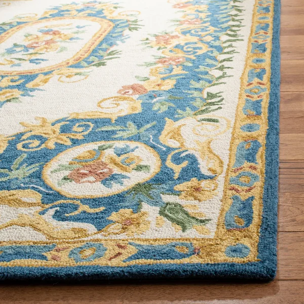 Safavieh Micro-Loop MLP601A 5&0x22 x 8&0x22 Cream - Blue Area Rug