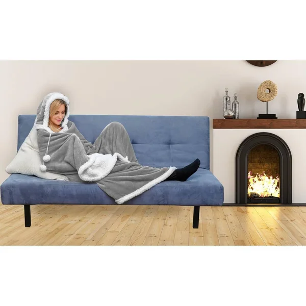 Gigi Solid Sherpa Hooded Throw Blanket, Size: 51x71 inch