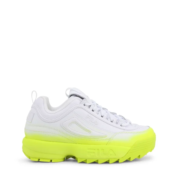 Fila Women's Disruptor II Brights Fade Sneakers - White/Safety Yellow, 9 M