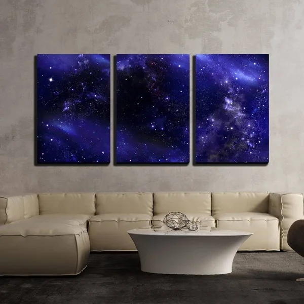 Wall26 - 3 Piece Canvas Wall Art - Starry Night Sky Deep Outer Space - Modern Home Decor Stretched and Framed Ready to Hang - 16
