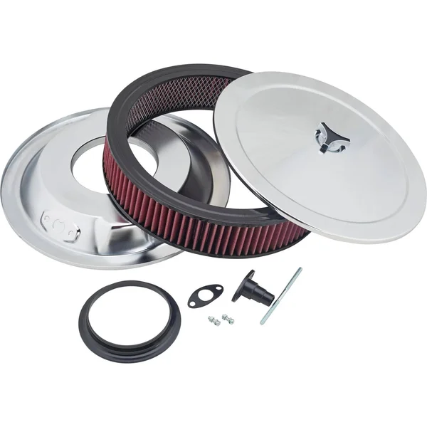Chrome Air Cleaner with Washable Filter, 14 x 3 inch 91011039