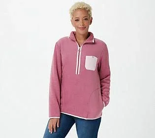 Cuddl Duds Fleece Bonded Sherpa 1/2 Zip Pullover - Size Small, Mauve Pink