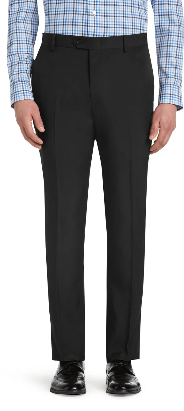 JoS. A. Bank Men's Traveler Performance Tailored Fit Flat Front Pants, Black, 31x29