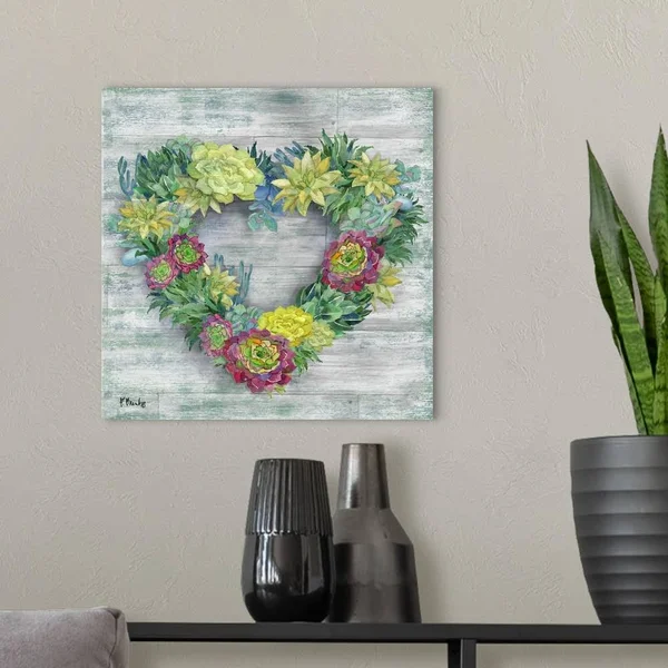 Succulent Wreath II, Canvas Wall Art, 16x16, Great Big Canvas