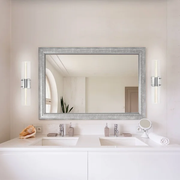 Globe Electric Aurora 2-Light Chrome LED Integrated Vanity Light with Acrylic Bubble Glass, 51521