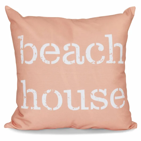 E by Design Beach Vacation Beach House Decorative Pillow Coral