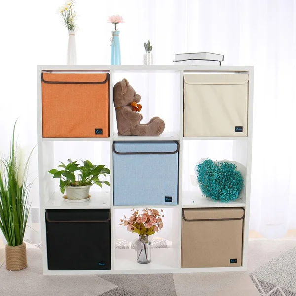 Piccocasa Storage Bin with Lid - Storage Cube Basket for Home Organizer, Collapsible Closet Bin Containers for Shelves, 13x13.6x13