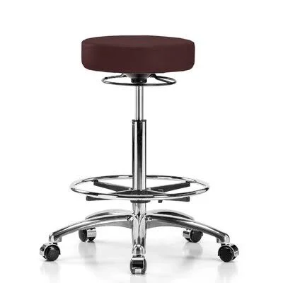 Height Adjustable Medical Stool with Foot Ring Perch Chairs & Stools Finish: Chrome, Upholstery: Colonial Blue Vinyl