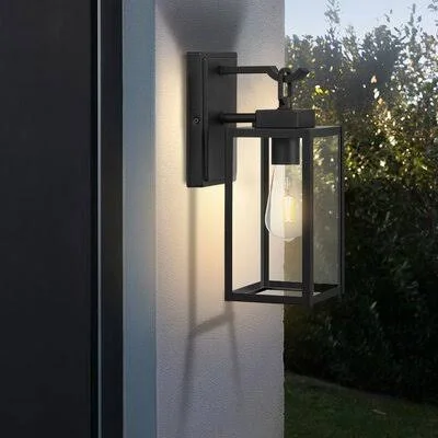 Bensonhurst Matt Black 13.58&& H Outdoor Wall Lantern with Dusk to Dawn 17 Stories