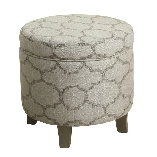 HomePop Cole Classics Round Storage Ottoman - Gray/Brown