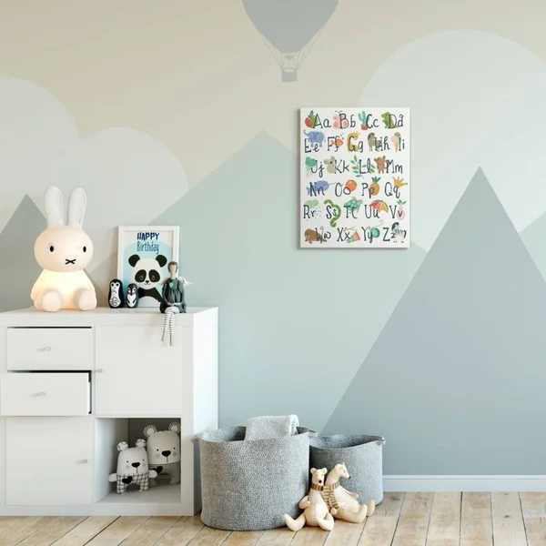 Stupell Industries Kids' Safari Animal Alphabet Colorful Illustrations Canvas Jennifer Ellory Wall Art - 24 x 30