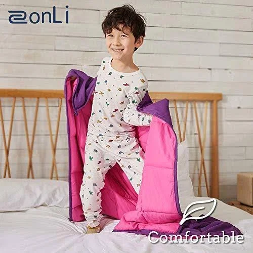ZonLi Small Weighted Blanket 10 lbs(41&&x60&&, Pink/Purple), Cooling Weighted Blanket for Kids, Soft Material with Glass Beads