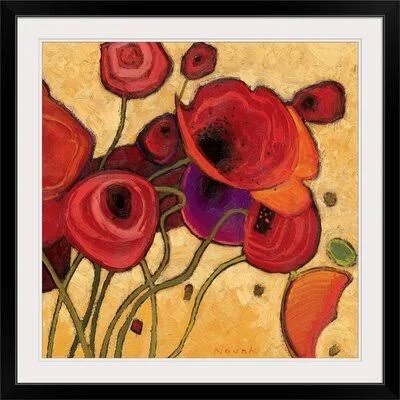 &Poppies Wildly II& by Shirley Novak Painting Print Great Big Canvas Size: 38x22 H x 38x22 W x 1x22 D - Format: Black Framed