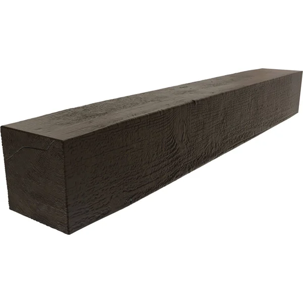 Ekena Millwork MANURS04X06X60ZW 4x22H x 6x22D x 60x22W Rough Sawn Faux Wood Fireplace Mantel - Premium Walnut