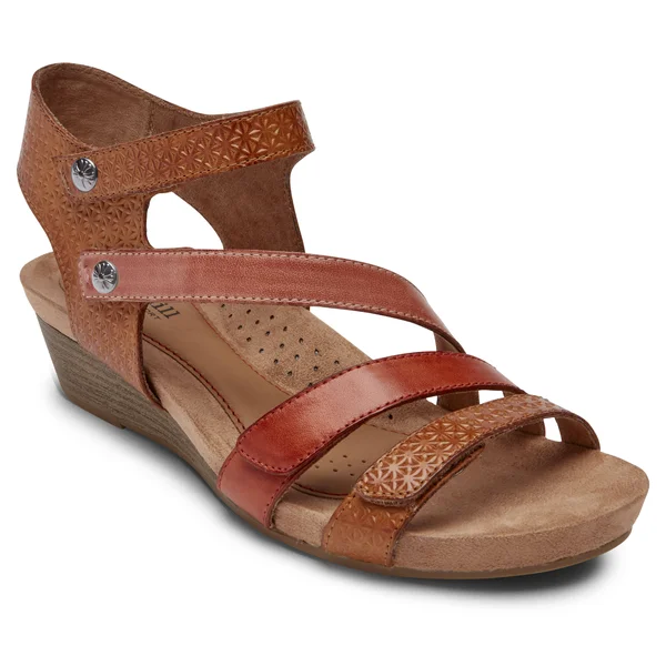 Cobb Hill Women's Hollywood 4-Strap Sandal, Tan Multi Size: 10 M