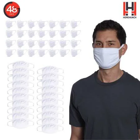 Lebbro Cloth Face Mask Reusable and Washable Masks 48 Pack Men and Women White - Adult Unisex, Size: One Size