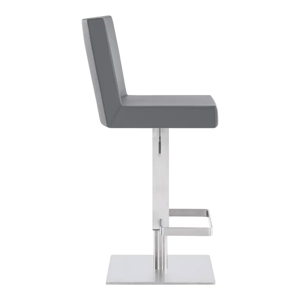 Benjara Leatherette Swivel Barstool with Adjustable Height, Gray
