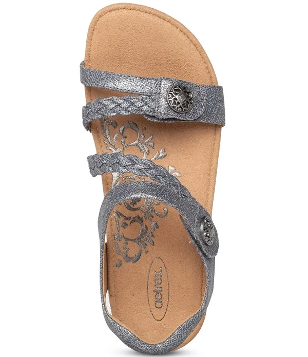 Aetrex Jillian Pewter Leather 5.5 M