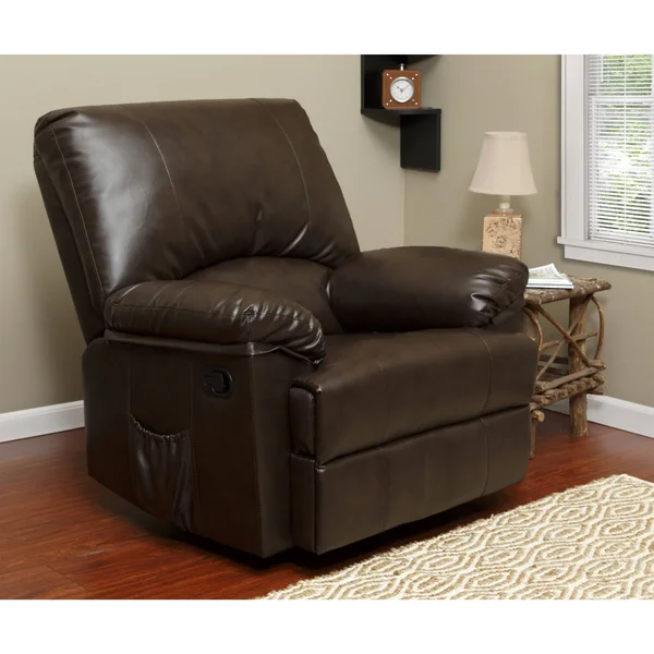Relaxzen Brown Marbled Leather Rocker Recliner with Heat and Massage