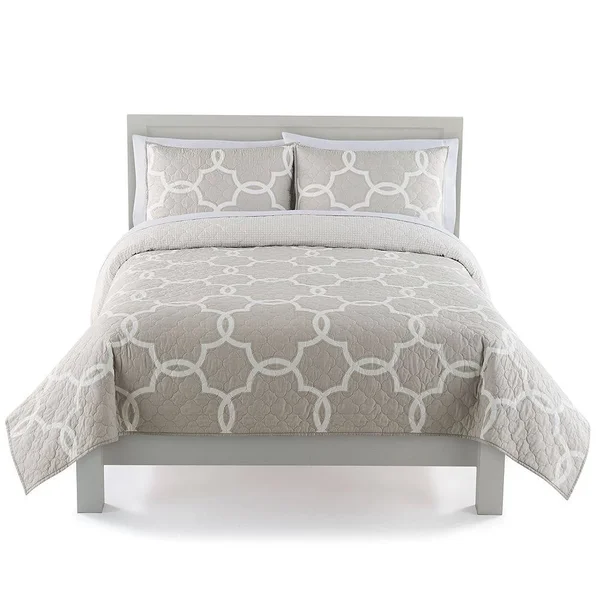 The Big One Reversible Geo Quilt and Sham Set, Brown, King