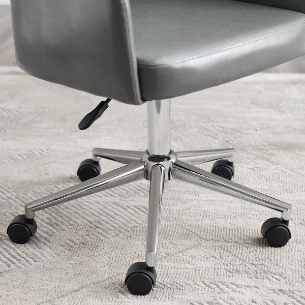 Art Leon Open-Back Swivel Home Office Chair with Caster - Cognac