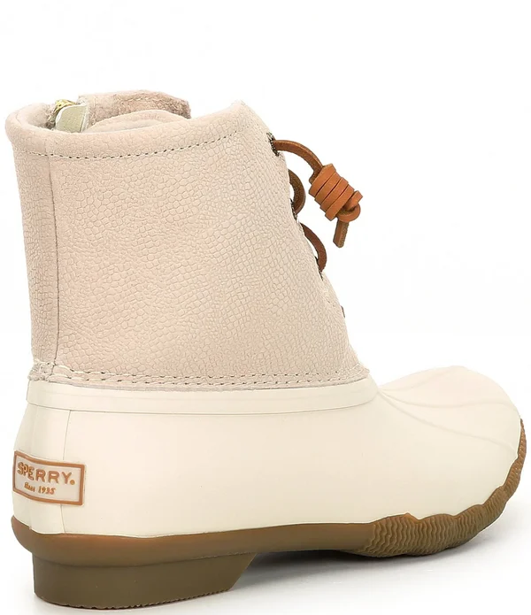 Women's Sperry Saltwater Serpent Leather Duck Boot Black, Size 6M