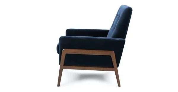 Blue Accent Armchair in Fabric, Article Nord Cascadia Modern Furniture