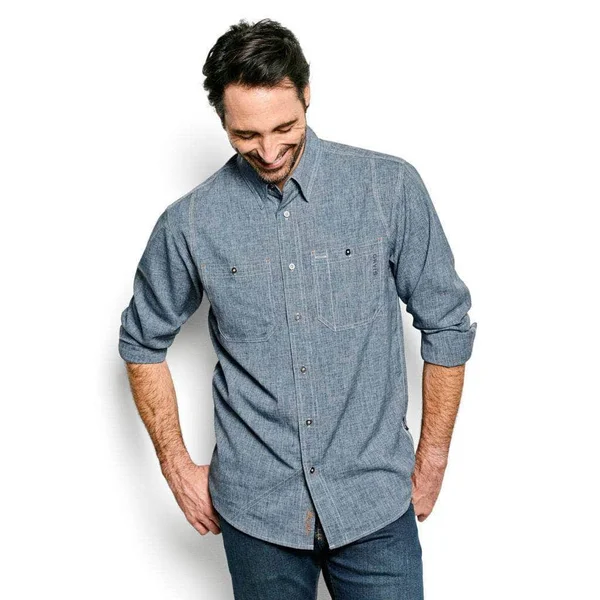 Orvis Men's Tech Chambray Work Shirt - Medium Blue, XL