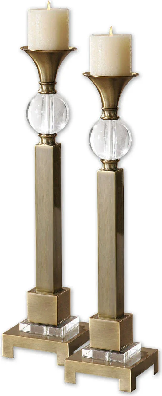 Uttermost Euron Coffee Bronze Candleholders Set of 2