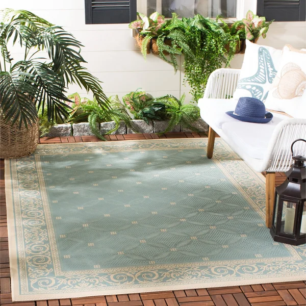 Safavieh Courtyard CY6107-25 5&3x22 x 7&7x22 Aqua - Cream Area Rug
