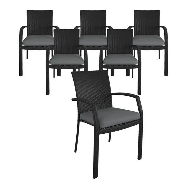 Outdoor Stacking Dining Chair - 6-Pack, N/A, Black