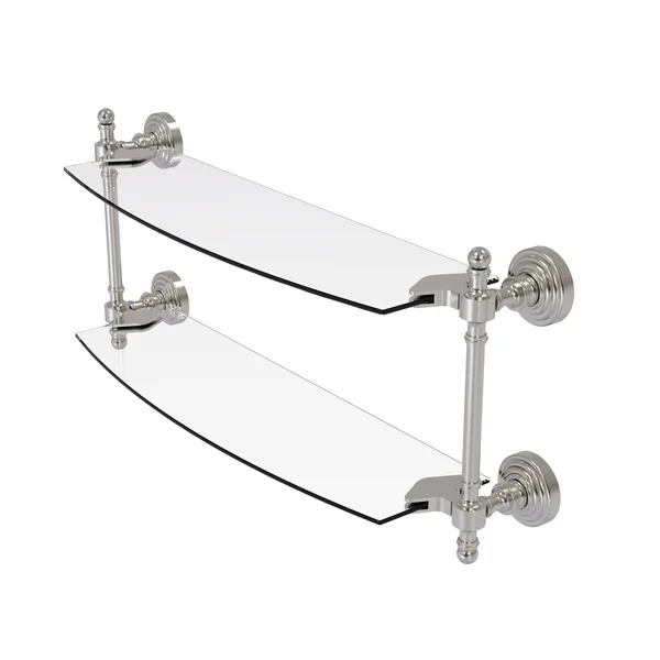 Allied Brass Retro Wave Collection 18 inch Two Tiered Glass Shelf Satin Nickel