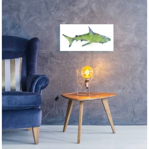 'Watercolor Shark II' by Linda Woods - Canvas Wall Art 24 x 12
