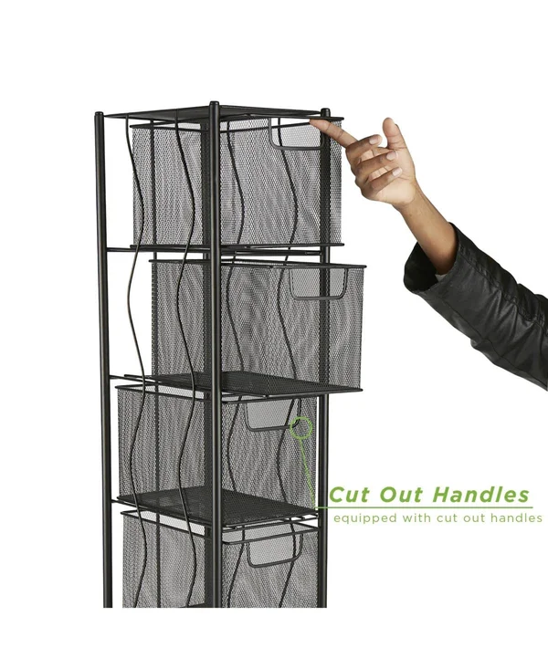 Mind Reader 5 Drawer Cart - Rolling Mesh Office Cart, File Storage Cart, Utility Cart, Heavy Duty Multi-Purpose Cart in Black
