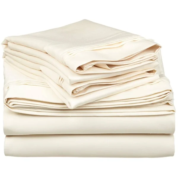 Superior Egyptian Cotton 650 TC Deep Pocket Solid Bed Sheet Set (Twin - Ivory)