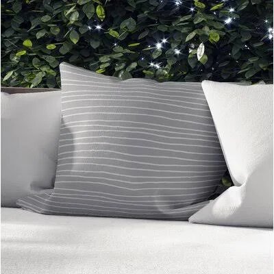 Waithman Linear Outdoor Square Pillow Cover & Insert Longshore Tides Color: Gray, Size: 18x22 x 18x22